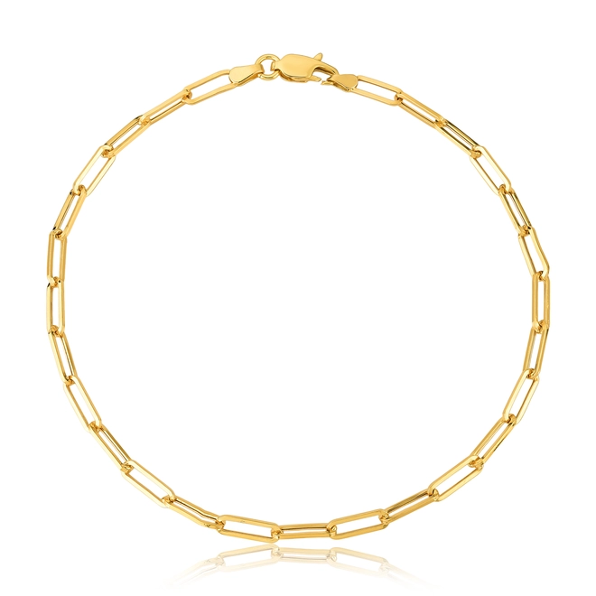 Pulseira Cadeado ouro 18k oca elo alongado 21CM 1