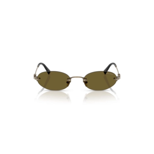Óculos de Sol Miu Miu 0MU A54S 26C09Z51 Metal Dourado com lentes na cor Marrom