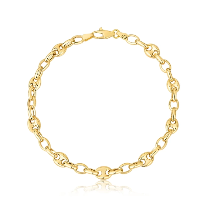 Pulseira elos ovais ouro 18k intercalada com elos Gucci 1