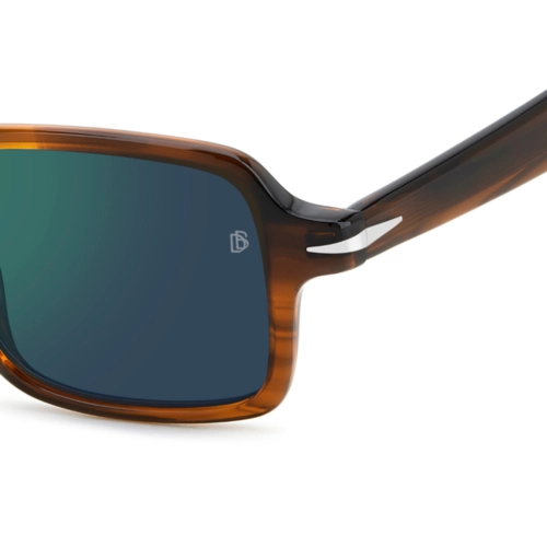 Óculos de Sol David Beckham DB 1179/S EX4 51MT S Acetato Marrom Mesclado com lentes na cor Verde Espelhado