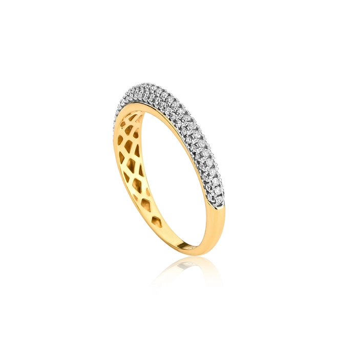Anel pavê ouro 18k com 39pts de Diamantes rodinados 1