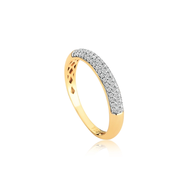 Anel pavê ouro 18k com 28pts de Diamantes rodinados 1