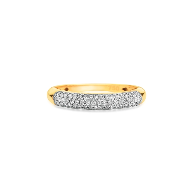 Anel pavê ouro 18k com 28pts de Diamantes rodinados 3