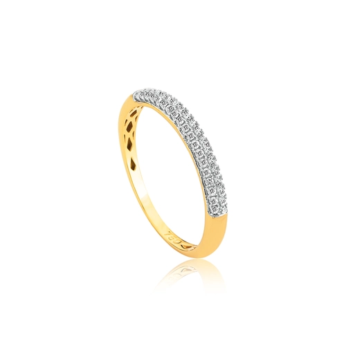 Anel pavê ouro 18k com 19pts de Diamantes rodinados