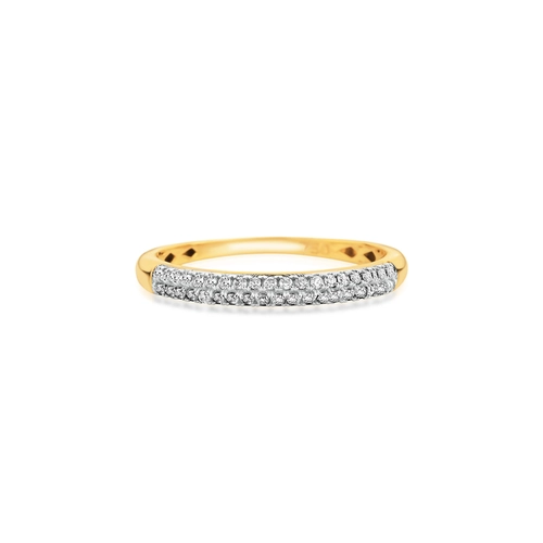 Anel pavê ouro 18k com 19pts de Diamantes rodinados