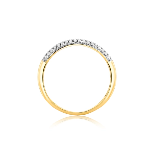 Anel pavê ouro 18k com 19pts de Diamantes rodinados