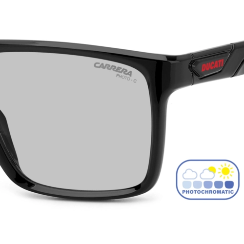Óculos de Sol Carrera Ducati CARDUC 049/S 807 57KI S Acetato Preto com lentes na cor Fotorcromático (Cinza Claro - Cinza Escuro)