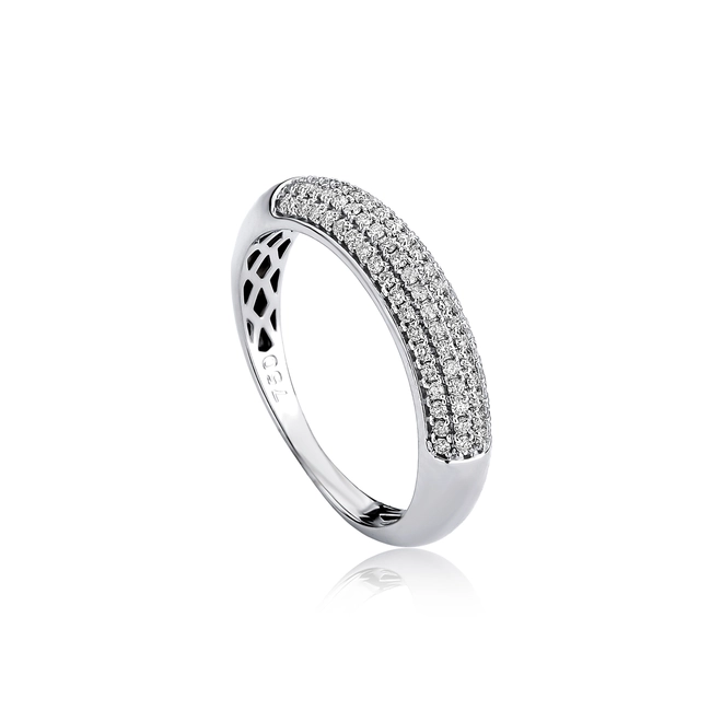 Anel pavê ouro branco 18k com 39pts de Diamantes rodinados 1