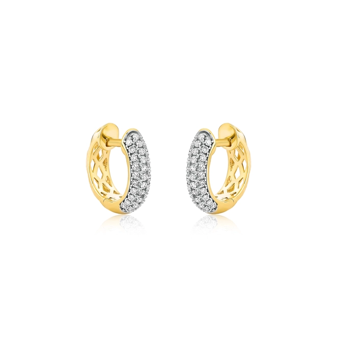 Brinco argola ouro 18k pavê de Diamantes rodinados 1