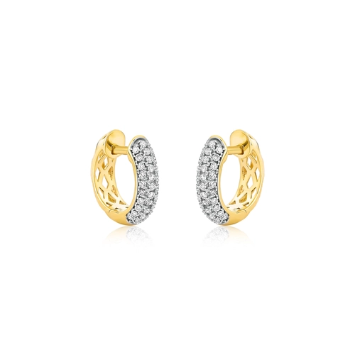 Brinco argola ouro 18k pavê de Diamantes rodinados