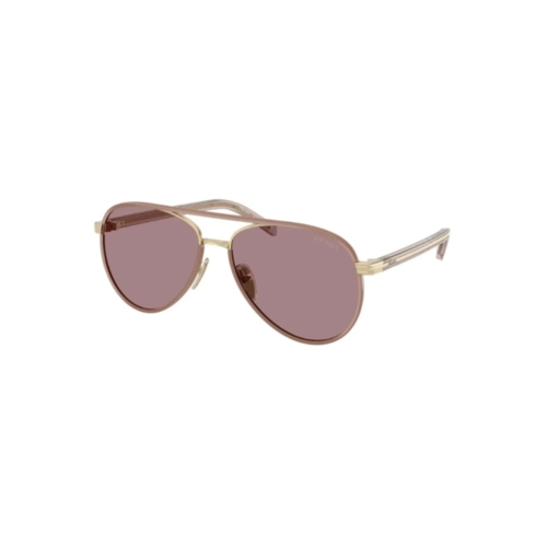 Óculos de Sol Prada 0PR B57S 24E20I59 Metal e Acetato Dourado e Rose com lentes na cor Marrom