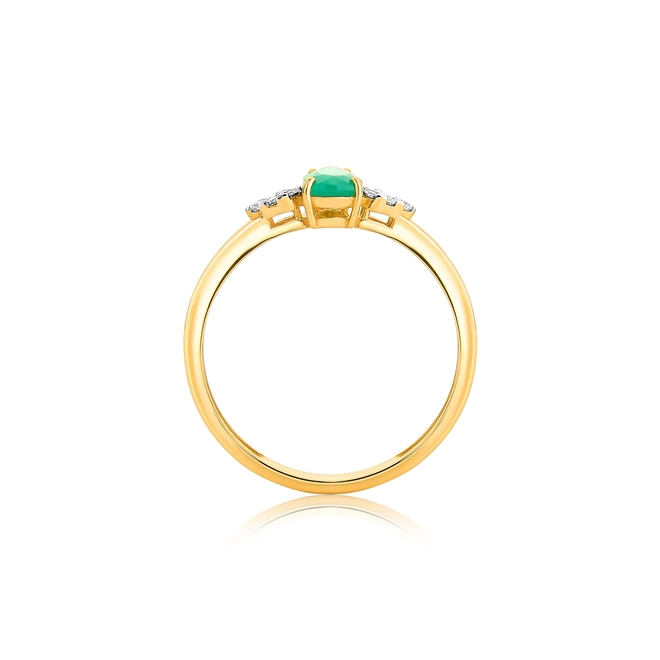 Anel solitário gota de Ágata verde ouro 18k com 6,4pts de Diamantes 2