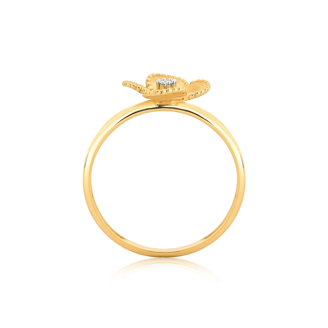 Anel flor ouro 18k miolo com 2pts de Diamantes 2