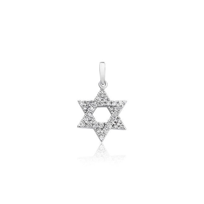 Pingente Estrela de Davi ouro branco 18k com 16,3pts de Diamantes 1