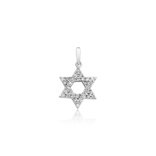 Pingente Estrela de Davi ouro branco 18k com 16,3pts de Diamantes