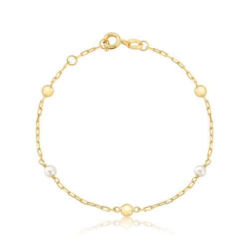 Pulseira infantil ouro 18k bolinha e Pérolas