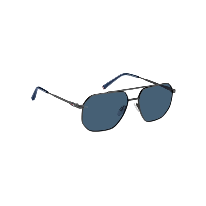 Óculos de Sol Tommy Hilfiger TH 2191/S SVK 60KU S Metal Preto Fosco com lentes na cor Azul 3