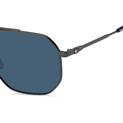 Óculos de Sol Tommy Hilfiger TH 2191/S SVK 60KU S Metal Preto Fosco com lentes na cor Azul