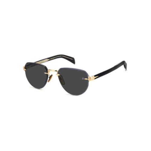 Óculos de Sol David Beckham DB 7144/S RHL 55IR S Metal Preto e Dourado com lentes na cor Cinza