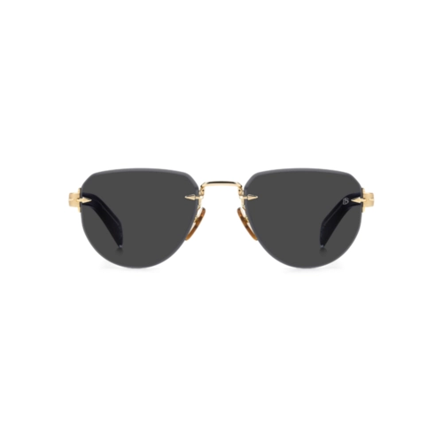 Óculos de Sol David Beckham DB 7144/S RHL 55IR S Metal Preto e Dourado com lentes na cor Cinza