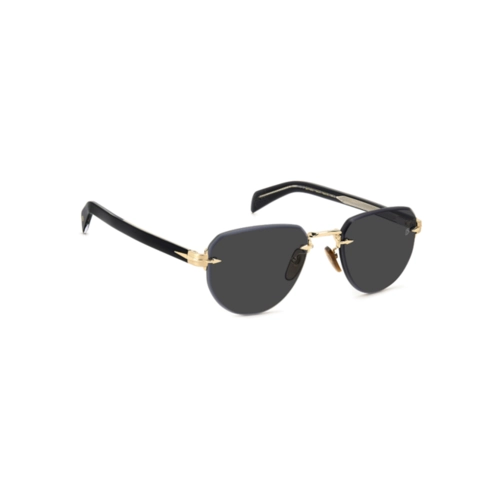 Óculos de Sol David Beckham DB 7144/S RHL 55IR S Metal Preto e Dourado com lentes na cor Cinza