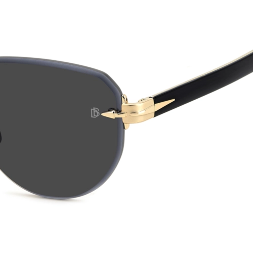 Óculos de Sol David Beckham DB 7144/S RHL 55IR S Metal Preto e Dourado com lentes na cor Cinza