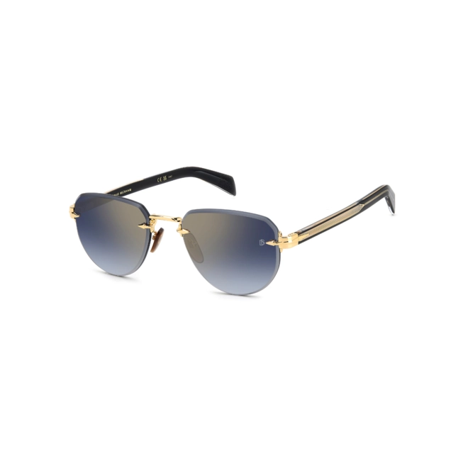 Óculos de Sol David Beckham DB 7144/S RHL 55IV S Metal Preto e Dourado com lentes na cor Azul Espelhado 1