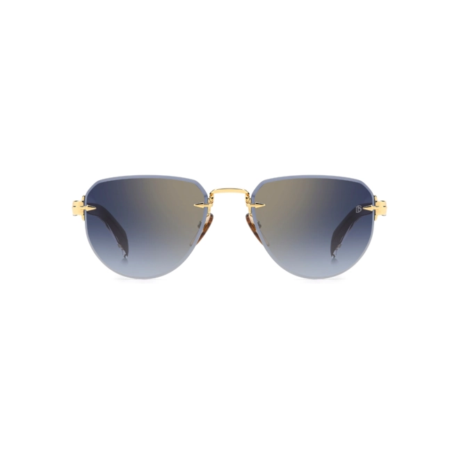 Óculos de Sol David Beckham DB 7144/S RHL 55IV S Metal Preto e Dourado com lentes na cor Azul Espelhado 2