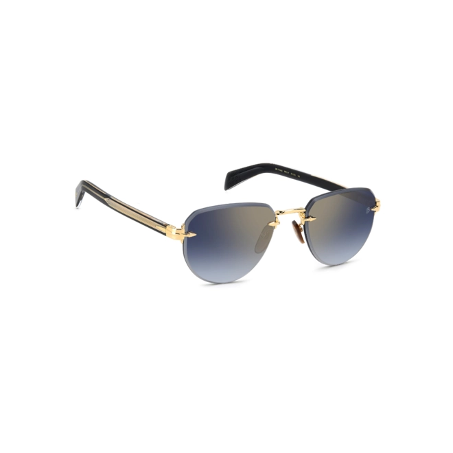 Óculos de Sol David Beckham DB 7144/S RHL 55IV S Metal Preto e Dourado com lentes na cor Azul Espelhado 3