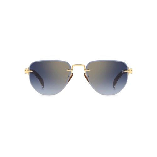 Óculos de Sol David Beckham DB 7144/S RHL 55IV S Metal Preto e Dourado com lentes na cor Azul Espelhado
