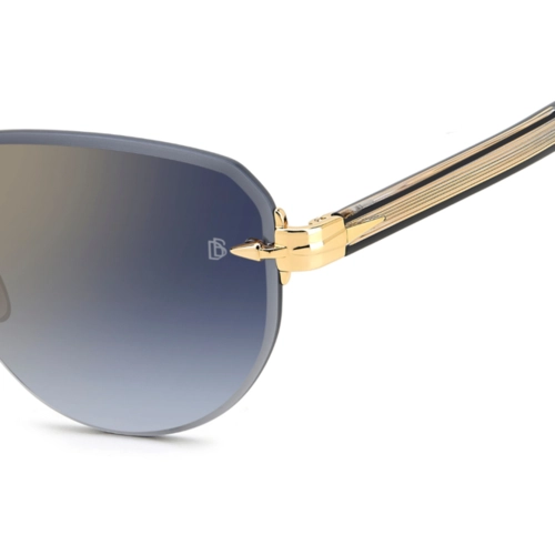 Óculos de Sol David Beckham DB 7144/S RHL 55IV S Metal Preto e Dourado com lentes na cor Azul Espelhado