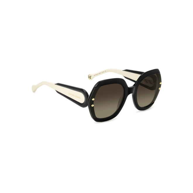 Óculos de Sol Carolina Herrera HER 0314/G/S 80S 61HA S Acetato Preto e Branco com lentes na cor Marrom Degradê 3