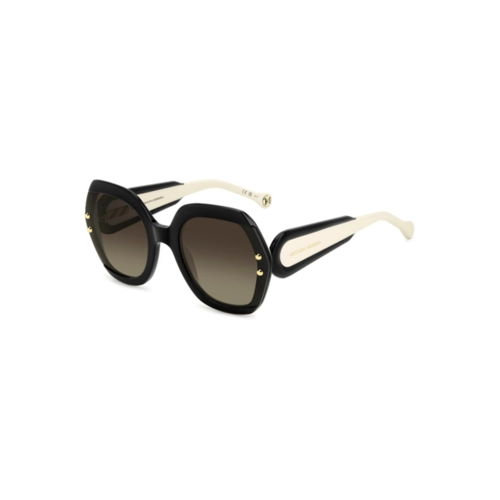 Óculos de Sol Carolina Herrera HER 0314/G/S 80S 61HA S Acetato Preto e Branco com lentes na cor Marrom Degradê