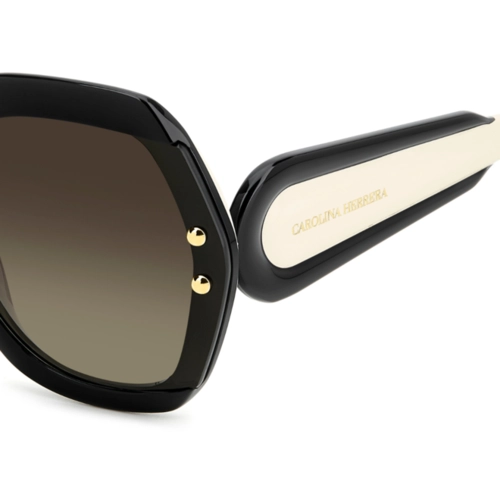 Óculos de Sol Carolina Herrera HER 0314/G/S 80S 61HA S Acetato Preto e Branco com lentes na cor Marrom Degradê