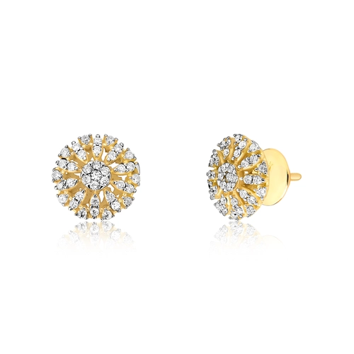 Brinco chuveiro ouro 18k com 42pts de Diamantes rodinados