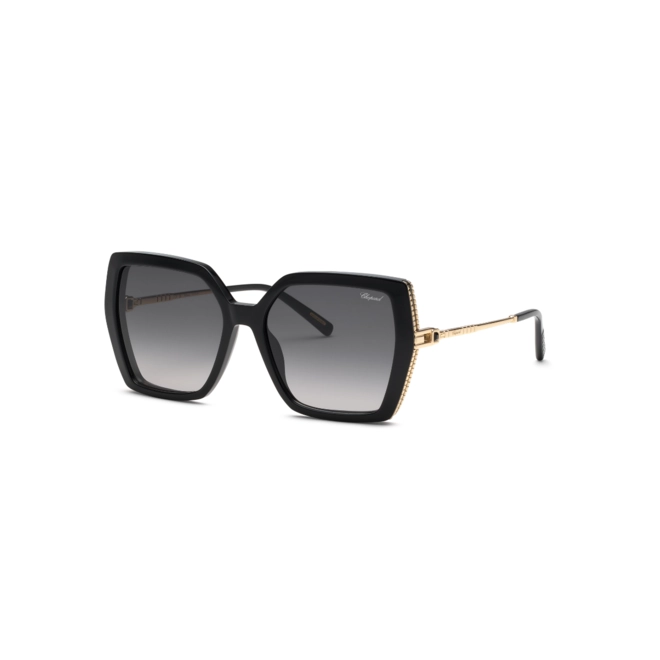 Óculos de Sol Chopard Ice Cube SCH404S 560700 Metal e Acetato Preto com lentes na cor Fumê Degradê 1