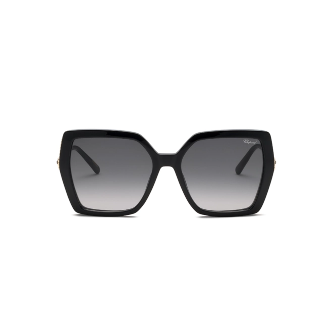 Óculos de Sol Chopard Ice Cube SCH404S 560700 Metal e Acetato Preto com lentes na cor Fumê Degradê 2