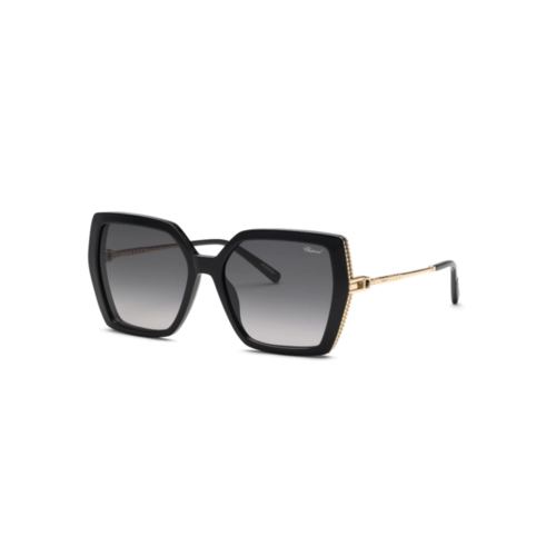 Óculos de Sol Chopard Ice Cube SCH404S 560700 Metal e Acetato Preto com lentes na cor Fumê Degradê