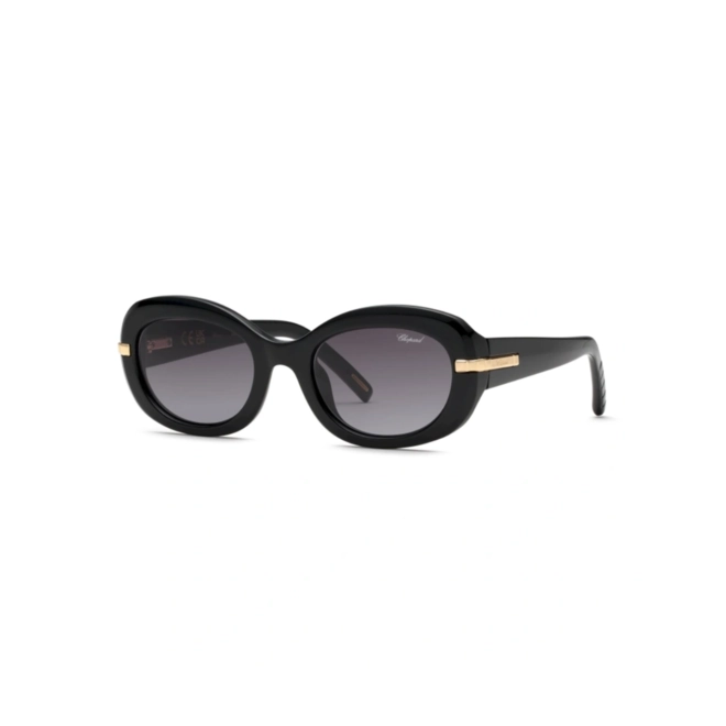 Óculos de Sol Chopard Ice Cube SCH414M 530BLK Acetato Preto com lentes na cor Fumê Degradê 1