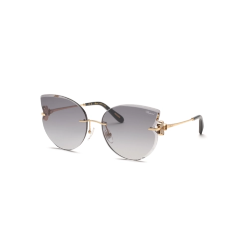 Óculos de Sol Chopard Happy Hearts SCHL90S 61300F Metal Dourado com lentes na cor Cinza Degradê