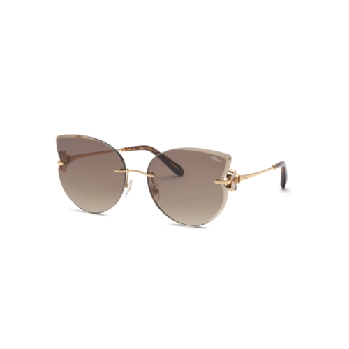 Óculos de Sol Chopard SCHL90V 6108FC Metal Dourado com lentes na cor Marrom Degradê