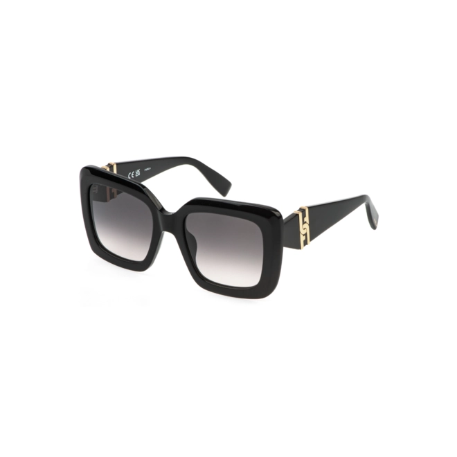 Óculos de Sol Furla SFU883 530700 Acetato Preto com lentes na cor Fumê Degradê 1