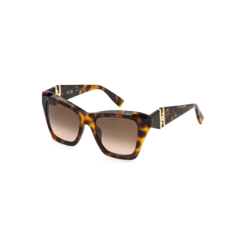 Óculos de Sol Furla SFU884 520752 Acetato Marrom Mesclado com lentes na cor Marrom Degradê