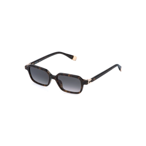 Óculos de Sol Furla SFU971 5002BL Acetato Marrom Mesclado com lentes na cor Fumê Degradê