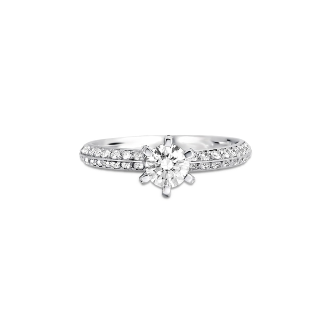 Anel Solitário Cissee meio aro ouro branco 18k com 94pts de Diamantes 1