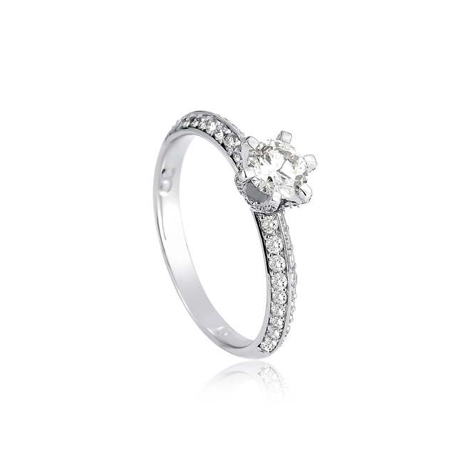 Anel Solitário Cissee meio aro ouro branco 18k com 94pts de Diamantes 3