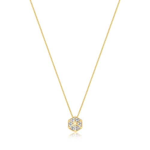 Gargantilha Triangle prata 925 dourada pingente triângulos de Zircônias