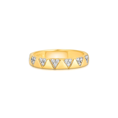 Anel For me Triangle prata 925 dourada oito triângulos de Zircônias