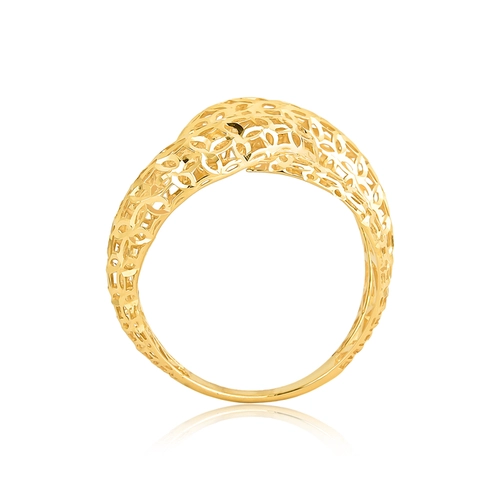 Anel aros entrelaçados ouro 18k filigrana fios lisos e Diamantados