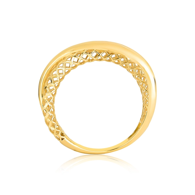 Anel aro sobreposto ouro 18k polido e aros filigrana Diamantada 2